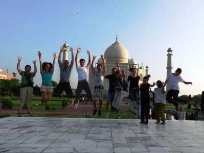 The Taj Mahal at sunset